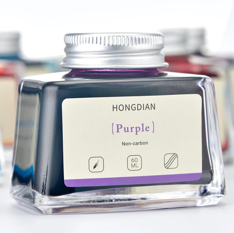 Asvine Hongdian Fountain Pen Bottled Ink Purple Color, 60ml Non Carbon Inkwell Bottle, Artist Calligraphy Ink - Image 4